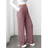 imageAleumdr Womens Ribbed Wide Leg Lounge Pants with Pockets Casual Relaxed Comfy Loose Soft Knit Pajama Pants with DrawstringPink Brown