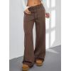 imageAleumdr Womens Wide Legs Sweatpants Fleece Lined High Waisted Baggy Pants 2025 Trendy Casual Athletic Joggers with PocketsDark Brown