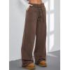 imageAleumdr Womens Wide Legs Sweatpants Fleece Lined High Waisted Baggy Pants 2025 Trendy Casual Athletic Joggers with PocketsDark Brown