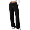 imageAleumdr Womens Ribbed Wide Leg Lounge Pants with Pockets Casual Relaxed Comfy Loose Soft Knit Pajama Pants with DrawstringA1 Black