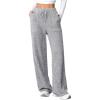 imageAleumdr Womens Ribbed Wide Leg Lounge Pants with Pockets Casual Relaxed Comfy Loose Soft Knit Pajama Pants with DrawstringA2 Light Grey