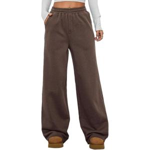 imageAleumdr Womens Wide Legs Sweatpants Fleece Lined High Waisted Baggy Pants 2025 Trendy Casual Athletic Joggers with PocketsDark Brown