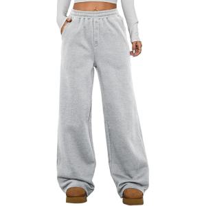 imageAleumdr Womens Wide Legs Sweatpants Fleece Lined High Waisted Baggy Pants 2025 Trendy Casual Athletic Joggers with PocketsGray