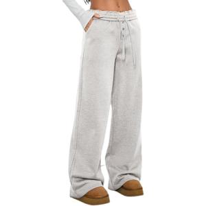 imageAleumdr Womens Wide Legs Sweatpants Fleece Lined High Waisted Baggy Pants 2025 Trendy Casual Athletic Joggers with PocketsLight Grey