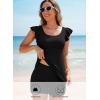 imageAleumdr Tankini Swimsuit for Womens 2 Piece Tummy Control Bathing Suits Ruffled Flowy Tankini Top with Boy ShortsBlack