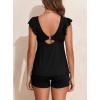 imageAleumdr Tankini Swimsuit for Womens 2 Piece Tummy Control Bathing Suits Ruffled Flowy Tankini Top with Boy ShortsBlack