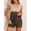 imageAleumdr Tankini Swimsuit for Womens 2 Piece Tummy Control Bathing Suits Ruffled Flowy Tankini Top with Boy ShortsColor Black Brown