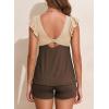 imageAleumdr Tankini Swimsuit for Womens 2 Piece Tummy Control Bathing Suits Ruffled Flowy Tankini Top with Boy ShortsColor Black Brown