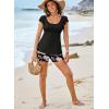imageAleumdr Tankini Swimsuit for Womens 2 Piece Tummy Control Bathing Suits Ruffled Flowy Tankini Top with Boy ShortsFloral Black