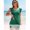 imageAleumdr Tankini Swimsuit for Womens 2 Piece Tummy Control Bathing Suits Ruffled Flowy Tankini Top with Boy ShortsGreen