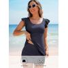 imageAleumdr Tankini Swimsuit for Womens 2 Piece Tummy Control Bathing Suits Ruffled Flowy Tankini Top with Boy ShortsNavy Blue