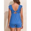 imageAleumdr Tankini Swimsuit for Womens 2 Piece Tummy Control Bathing Suits Ruffled Flowy Tankini Top with Boy ShortsSky Blue