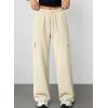 imageAleumdr Wide Leg Sweatpants for Women Cargo Pants High Waisted Sweat Pants Baggy Joggers Casual Long Pants with PocketsBeige