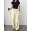 imageAleumdr Wide Leg Sweatpants for Women Cargo Pants High Waisted Sweat Pants Baggy Joggers Casual Long Pants with PocketsBeige