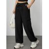 imageAleumdr Wide Leg Sweatpants for Women Cargo Pants High Waisted Sweat Pants Baggy Joggers Casual Long Pants with PocketsBlack