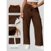 imageAleumdr Wide Leg Sweatpants for Women Cargo Pants High Waisted Sweat Pants Baggy Joggers Casual Long Pants with PocketsCoffee