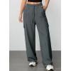 imageAleumdr Wide Leg Sweatpants for Women Cargo Pants High Waisted Sweat Pants Baggy Joggers Casual Long Pants with PocketsDark Grey