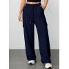 imageAleumdr Wide Leg Sweatpants for Women Cargo Pants High Waisted Sweat Pants Baggy Joggers Casual Long Pants with PocketsNavy Blue