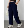 imageAleumdr Wide Leg Sweatpants for Women Cargo Pants High Waisted Sweat Pants Baggy Joggers Casual Long Pants with PocketsNavy Blue