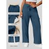 imageAleumdr Wide Leg Sweatpants for Women Cargo Pants High Waisted Sweat Pants Baggy Joggers Casual Long Pants with PocketsReal Teal