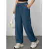 imageAleumdr Wide Leg Sweatpants for Women Cargo Pants High Waisted Sweat Pants Baggy Joggers Casual Long Pants with PocketsReal Teal