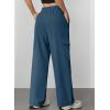 imageAleumdr Wide Leg Sweatpants for Women Cargo Pants High Waisted Sweat Pants Baggy Joggers Casual Long Pants with PocketsReal Teal