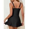 imageAleumdr Women One Piece Swim Dress Swimsuit Tummy Control Bathing Suit Swimdress Split Skirt with Briefs SwimwearBlack