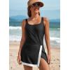 imageAleumdr Women One Piece Swim Dress Swimsuit Tummy Control Bathing Suit Swimdress Split Skirt with Briefs SwimwearBlack and White