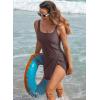 imageAleumdr Women One Piece Swim Dress Swimsuit Tummy Control Bathing Suit Swimdress Split Skirt with Briefs SwimwearDark Brown
