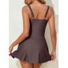 imageAleumdr Women One Piece Swim Dress Swimsuit Tummy Control Bathing Suit Swimdress Split Skirt with Briefs SwimwearDark Brown