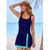 imageAleumdr Women One Piece Swim Dress Swimsuit Tummy Control Bathing Suit Swimdress Split Skirt with Briefs SwimwearNavy Blue