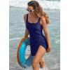 imageAleumdr Women One Piece Swim Dress Swimsuit Tummy Control Bathing Suit Swimdress Split Skirt with Briefs SwimwearSail Blue
