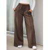 imageAleumdr Womens High Waisted Drawstring Waist Wide Leg Sweatpants with Pockets Casual Loose Yoga PantsLighter Weight Coffee