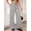 imageAleumdr Womens High Waisted Drawstring Waist Wide Leg Sweatpants with Pockets Casual Loose Yoga PantsLighter Weight Gray