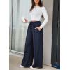imageAleumdr Womens High Waisted Drawstring Waist Wide Leg Sweatpants with Pockets Casual Loose Yoga PantsLighter Weight Navy Blue