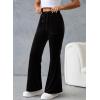imageAleumdr Womens High Waisted Sweatpants Flare Leg Lounge Pants Drawstring Waist Velour Pants Pajama Pants with PocketsBlack