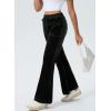 imageAleumdr Womens High Waisted Sweatpants Flare Leg Lounge Pants Drawstring Waist Velour Pants Pajama Pants with PocketsBlack
