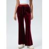 imageAleumdr Womens High Waisted Sweatpants Flare Leg Lounge Pants Drawstring Waist Velour Pants Pajama Pants with PocketsBurgundy