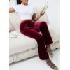 imageAleumdr Womens High Waisted Sweatpants Flare Leg Lounge Pants Drawstring Waist Velour Pants Pajama Pants with PocketsBurgundy