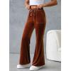 imageAleumdr Womens High Waisted Sweatpants Flare Leg Lounge Pants Drawstring Waist Velour Pants Pajama Pants with PocketsChestnut