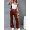 imageAleumdr Womens High Waisted Sweatpants Flare Leg Lounge Pants Drawstring Waist Velour Pants Pajama Pants with PocketsChestnut