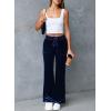 imageAleumdr Womens High Waisted Sweatpants Flare Leg Lounge Pants Drawstring Waist Velour Pants Pajama Pants with PocketsNavy Blue
