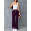 imageAleumdr Womens High Waisted Sweatpants Flare Leg Lounge Pants Drawstring Waist Velour Pants Pajama Pants with PocketsPurple
