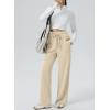 imageAleumdr Womens Wide Leg Lounge Pansts with Pocket Yoga Sweatpants High Waisted Baggy Athletic Palazzo Flowy PantsA6 Beige