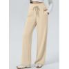 imageAleumdr Womens Wide Leg Lounge Pansts with Pocket Yoga Sweatpants High Waisted Baggy Athletic Palazzo Flowy PantsA6 Beige