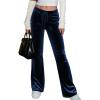 imageAleumdr Womens High Waisted Sweatpants Flare Leg Lounge Pants Drawstring Waist Velour Pants Pajama Pants with PocketsNavy Blue