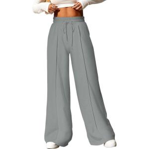 imageAleumdr Womens High Waisted Drawstring Waist Wide Leg Sweatpants with Pockets Casual Loose Yoga PantsGray Dark