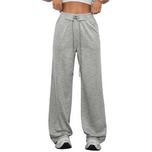 imageAleumdr Womens High Waisted Wide Legs Sweatpant Casual Drawstring Sweat Pants Workout Athletic Joggers with PocketsLight Grey