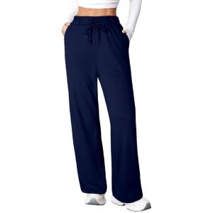 imageAleumdr Womens High Waisted Wide Legs Sweatpant Casual Drawstring Sweat Pants Workout Athletic Joggers with PocketsNavy Blue