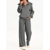 imageAleumdr Two Piece Outfits Half Zip Sweatshirt Sweatsuit Lounge Sets for Women Matching Set Wide Leg Sweatpant TracksuitA11 Dark Grey